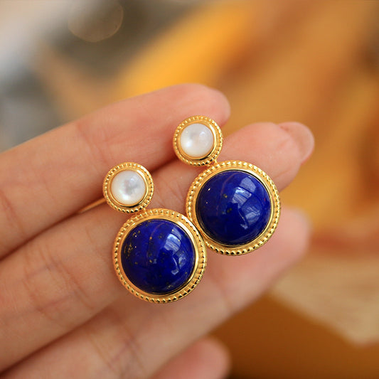 Natural mineral lapis lazuli set earrings
