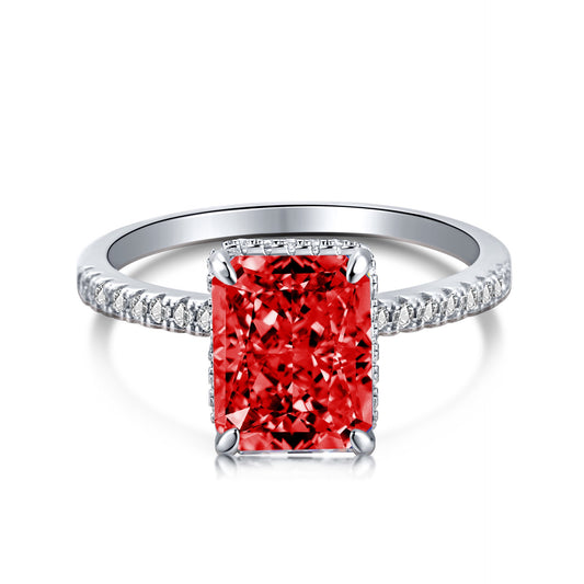 White gold red super flash ring