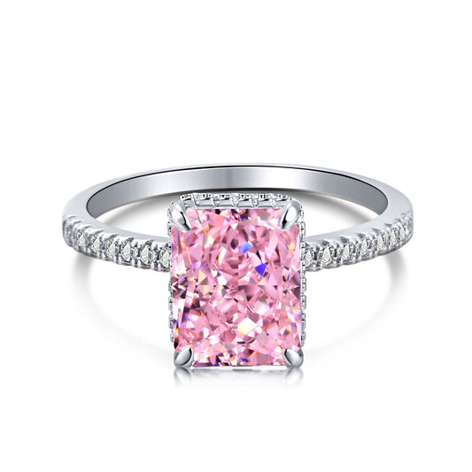 White gold pink diamond super flash ring