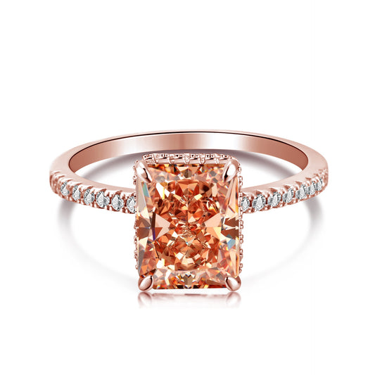 Rose gold orange diamond super flash ring