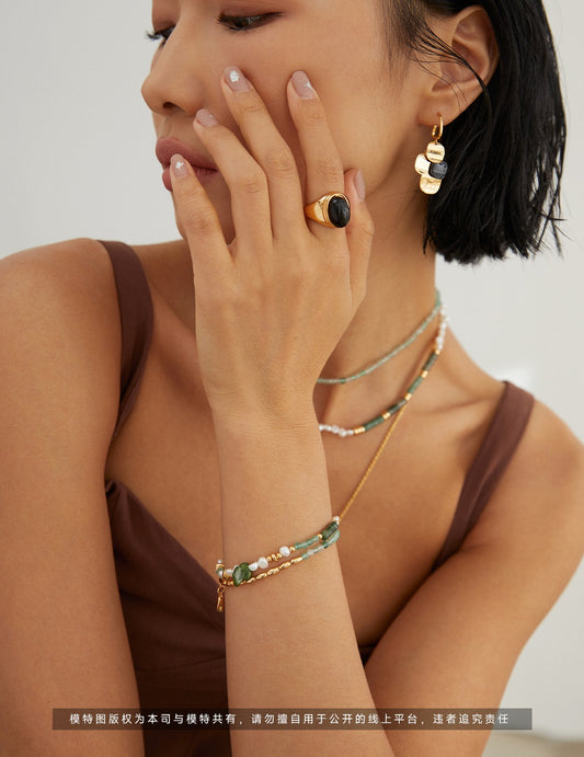 Sterling silver green pearl necklace/bracelet set