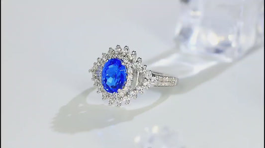 S925 Silver Cultivated Cobalt Spinel Ring
